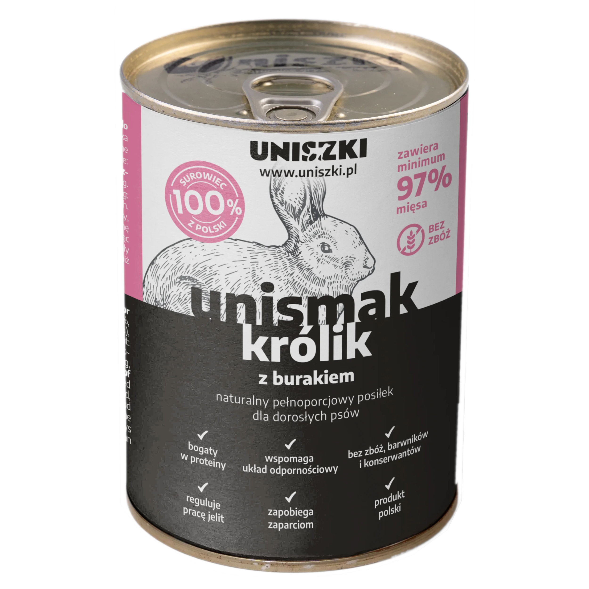 UNISZKI Unismak Kaninchen mit Rübe - Nassfutter für Hunde - 410g - foto 2