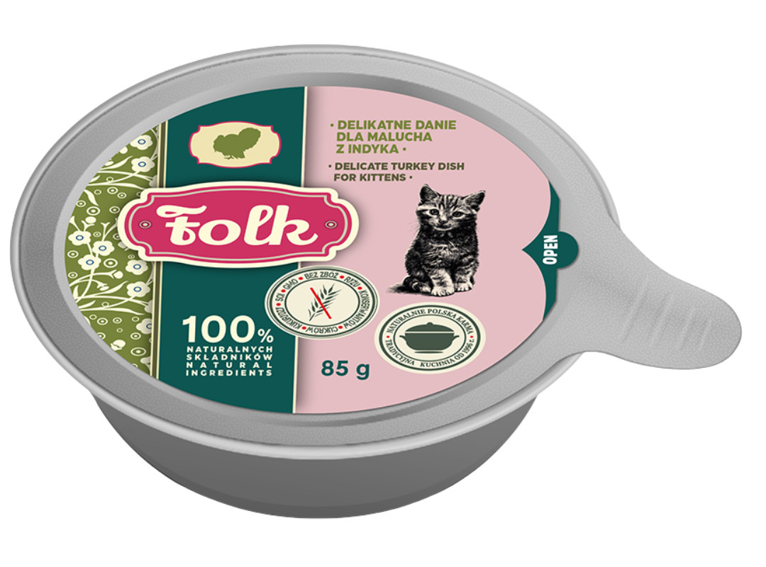 FOLK Kitten Zartes Gericht für Kitten MIX Geschmacksrichtungen – Nassfutter für Katzen – 12x85g - foto 1