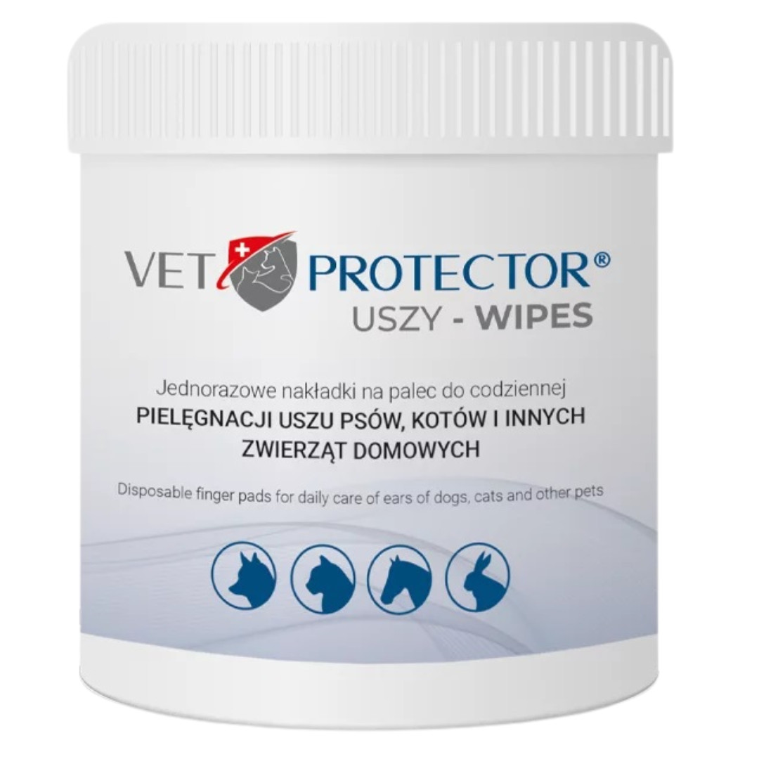 JM SANTE Vet Protector Uszy Wipes - fingerpads zur ohrenreinigung für hunde, katzen und andere tiere – 50 stück - foto 3