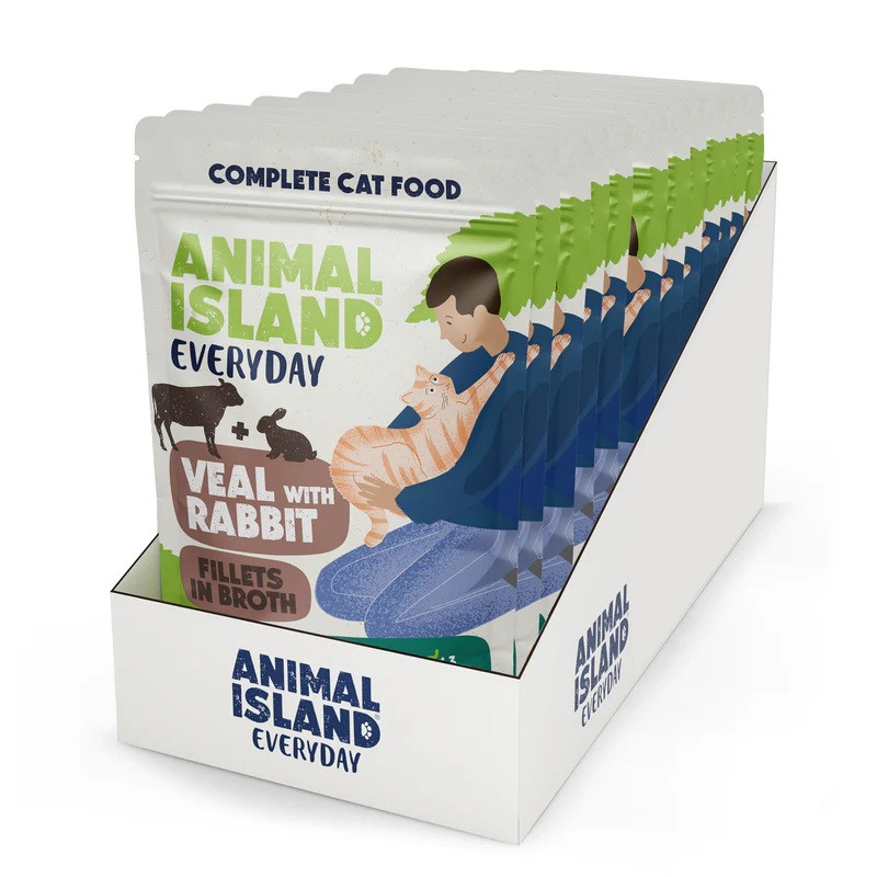 ANIMAL ISLAND Veal with rabbit Fillets in broth - nassfutter für Katzen - 12x85g - foto 1