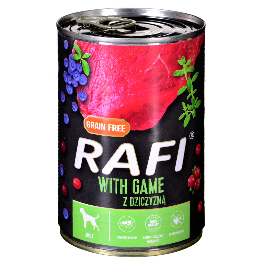 Dolina Noteci Rafi mit Wildfleisch, Preiselbeeren und Heidelbeeren - Nassfutter für Hunde - 400g - foto 1