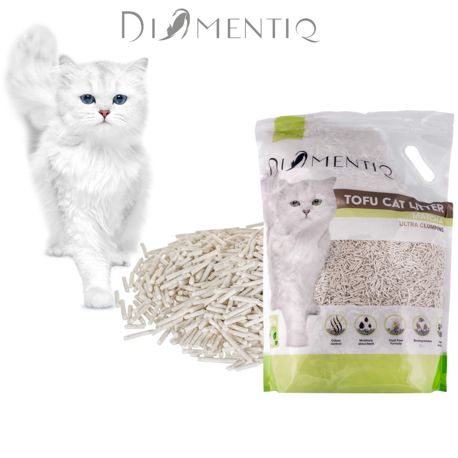 DIAMENTIQ Tofu Matcha Ultra clumping - pflanzliche streu - 4kg - foto 7