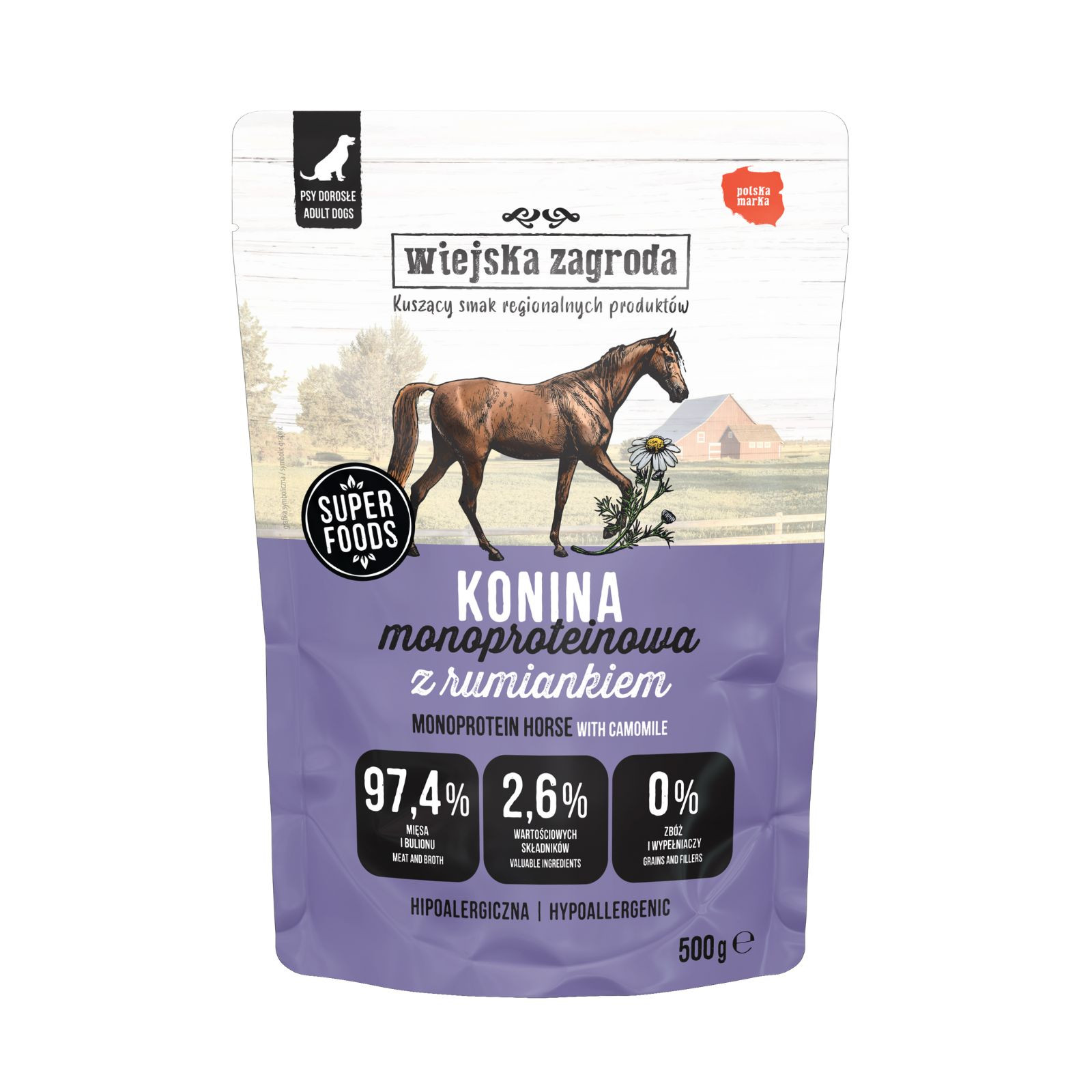 WIEJSKA ZAGRODA Monoprotein Horsemeat - Nassfutter für Hunde - 500g - foto 1