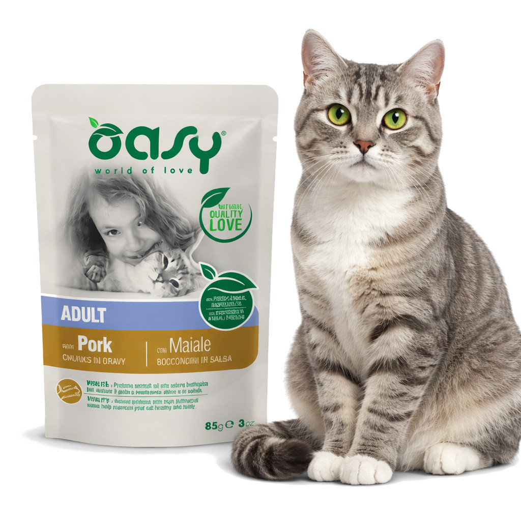 OASY Chunks in gravy Pork - nassfutter für Katzen - 85g - foto 2