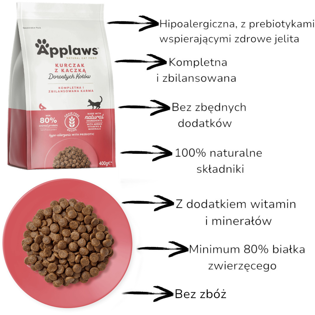 APPLAWS Adult Chicken with duck - trockenfutter für Katzen - 400g - foto 1