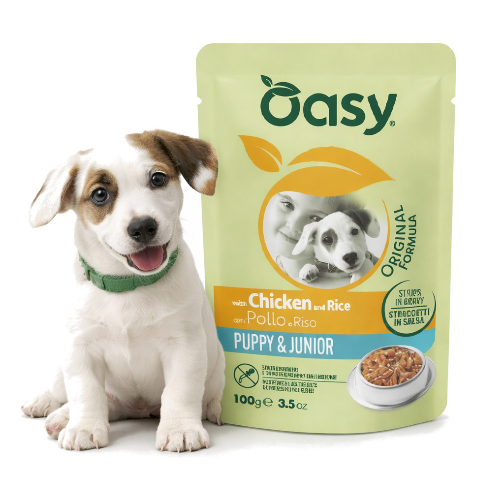 OASY Strips in Gravy Puppy & Junior with Chicken and rice - Nassfutter für Hunde - 100g - foto 2