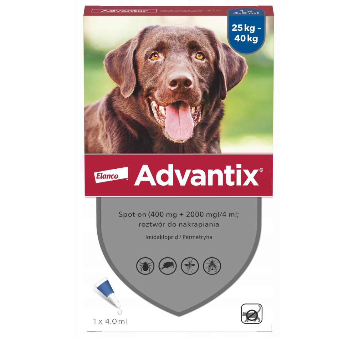ELANCO Advantix Spot-On 25-40kg - tropfen gegen flöhe und zecken für hunde – 1x4ml - foto 1