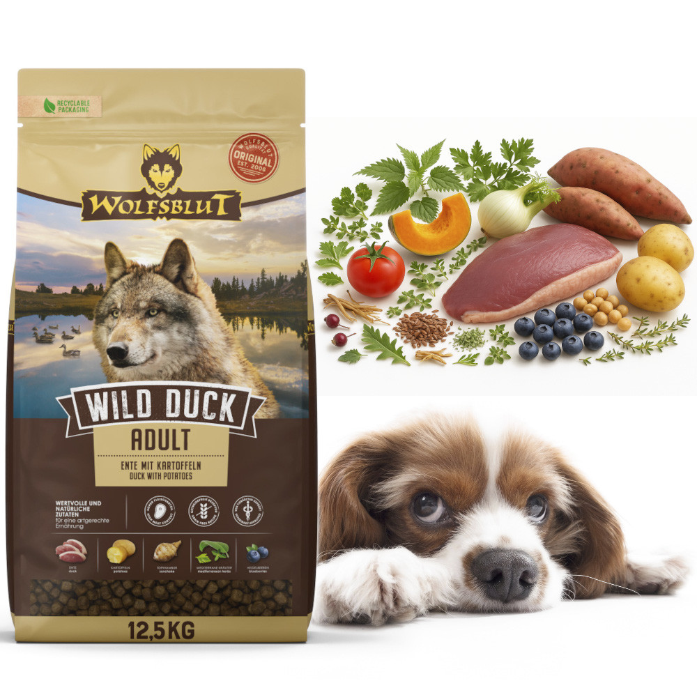 WOLFSBLUT Wild Duck Duck with potatoes - trockenfutter für Hunde - 12,5kg - foto 5