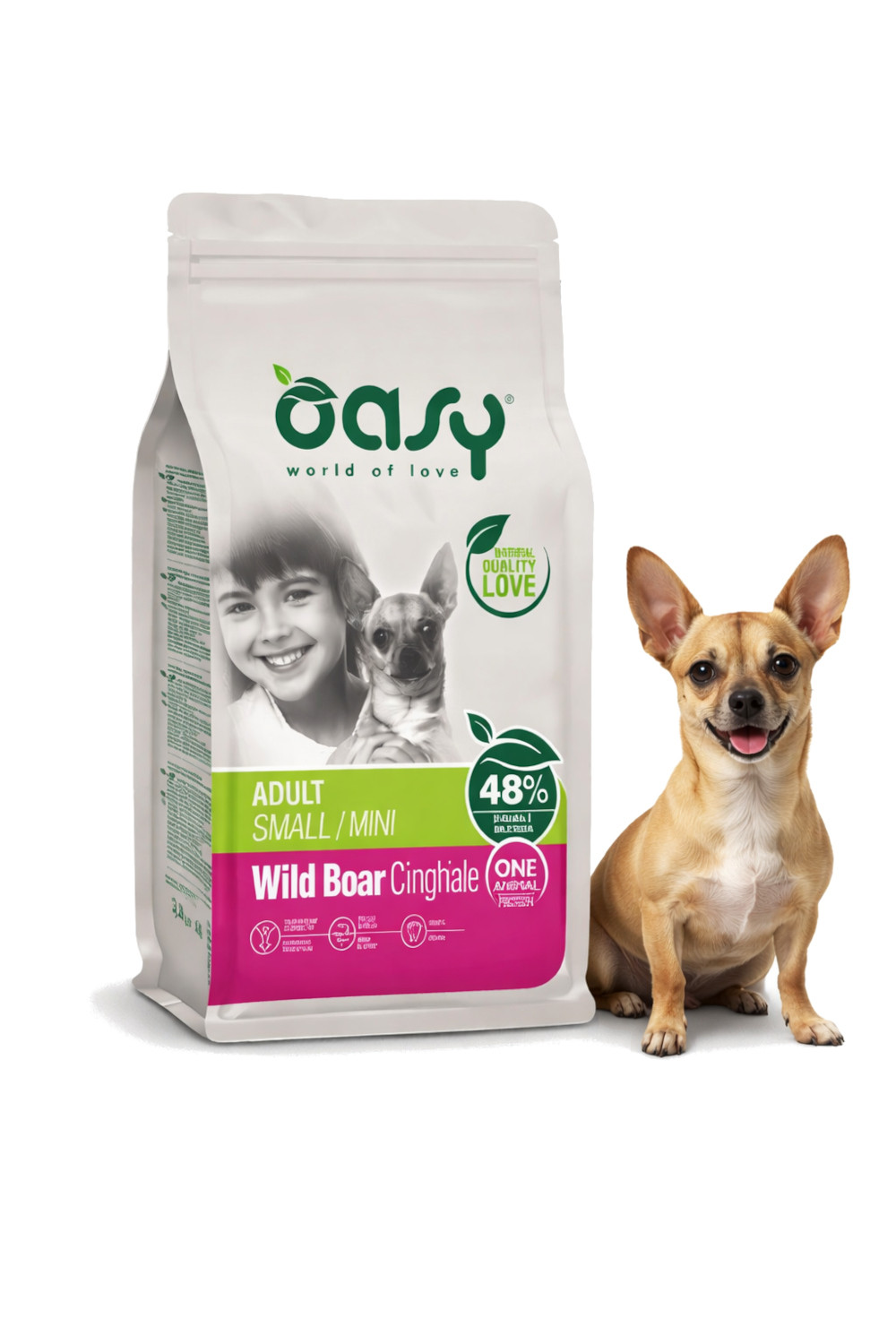 OASY One Animal Protein Adult Small/Mini Wild Boar - trockenfutter für Hunde - 2,5kg - foto 2