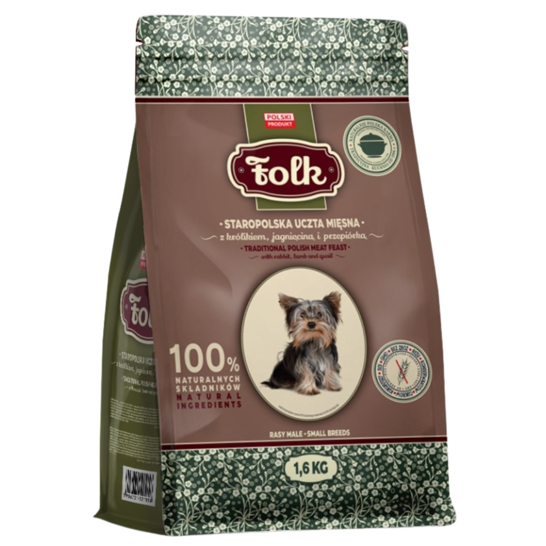 FOLK Small breeds Traditional polish meat feast with rabbit, lamb and quail - trockenfutter für Hunde - 1,6kg - foto 1