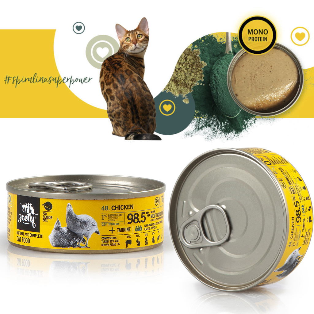 3COTY Chicken with spirulina Senior - nassfutter für Katzen - 80g - foto 5