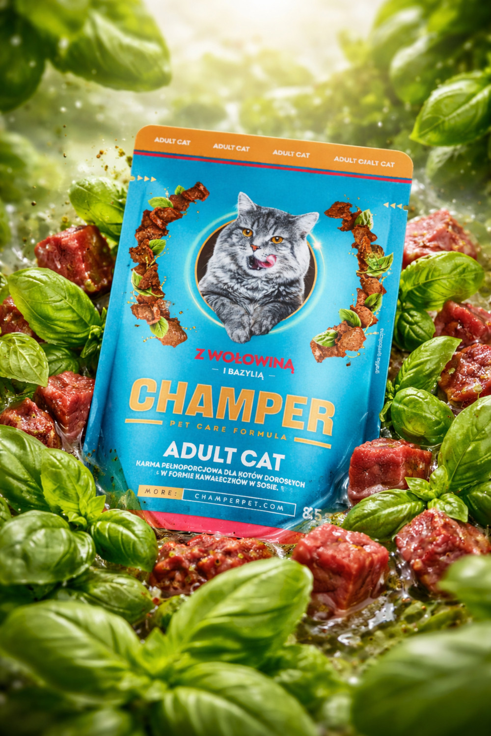 CHAMPER with beef and basil - nassfutter für Katzen - 85g - foto 2