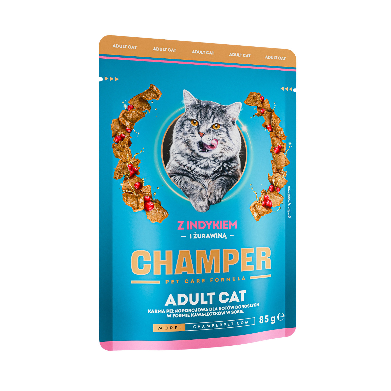 CHAMPER with turkey and cranberries - nassfutter für Katzen - 85g - foto 1