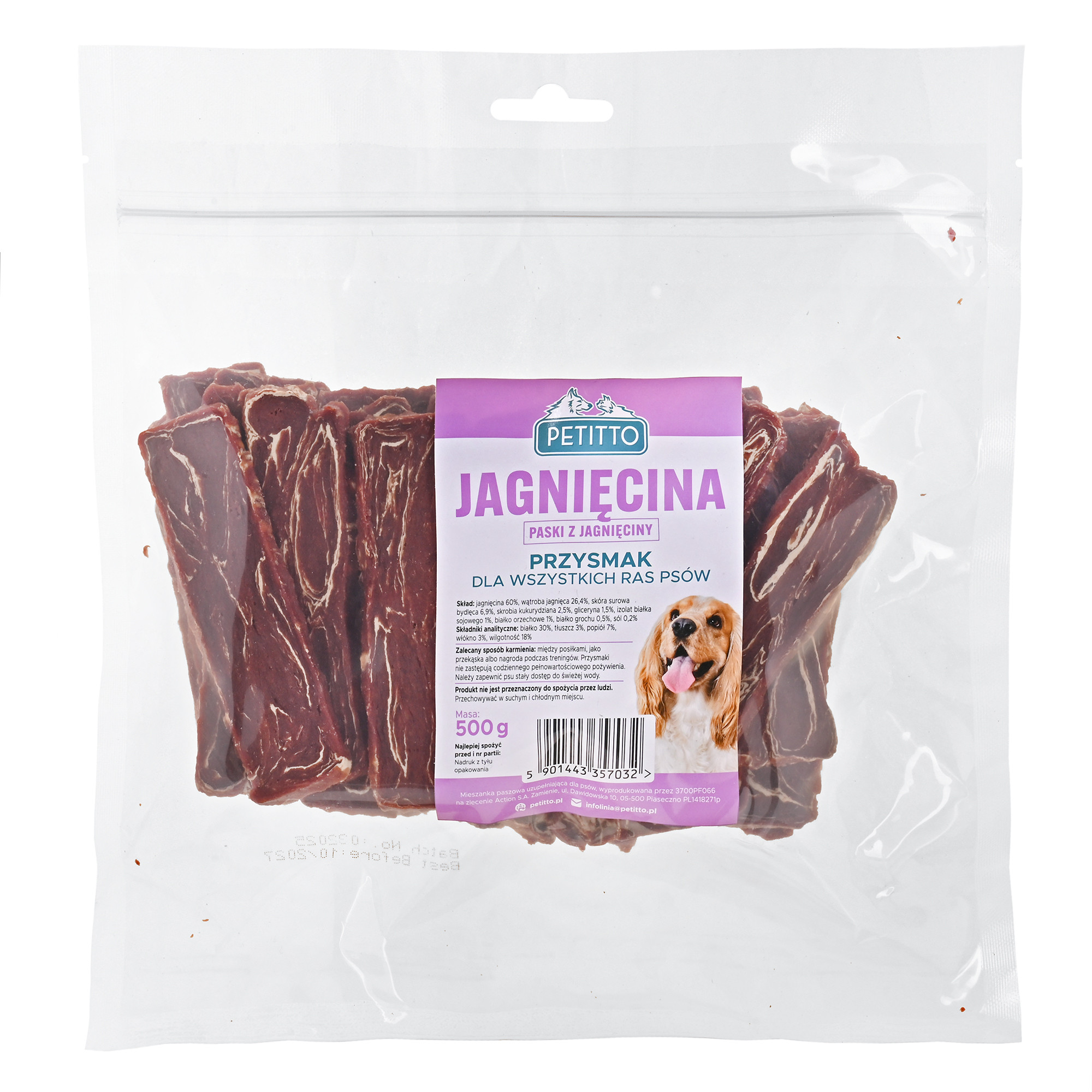 PETITTO Lamb and cod strips - leckerli für hunde - 500g - foto 1
