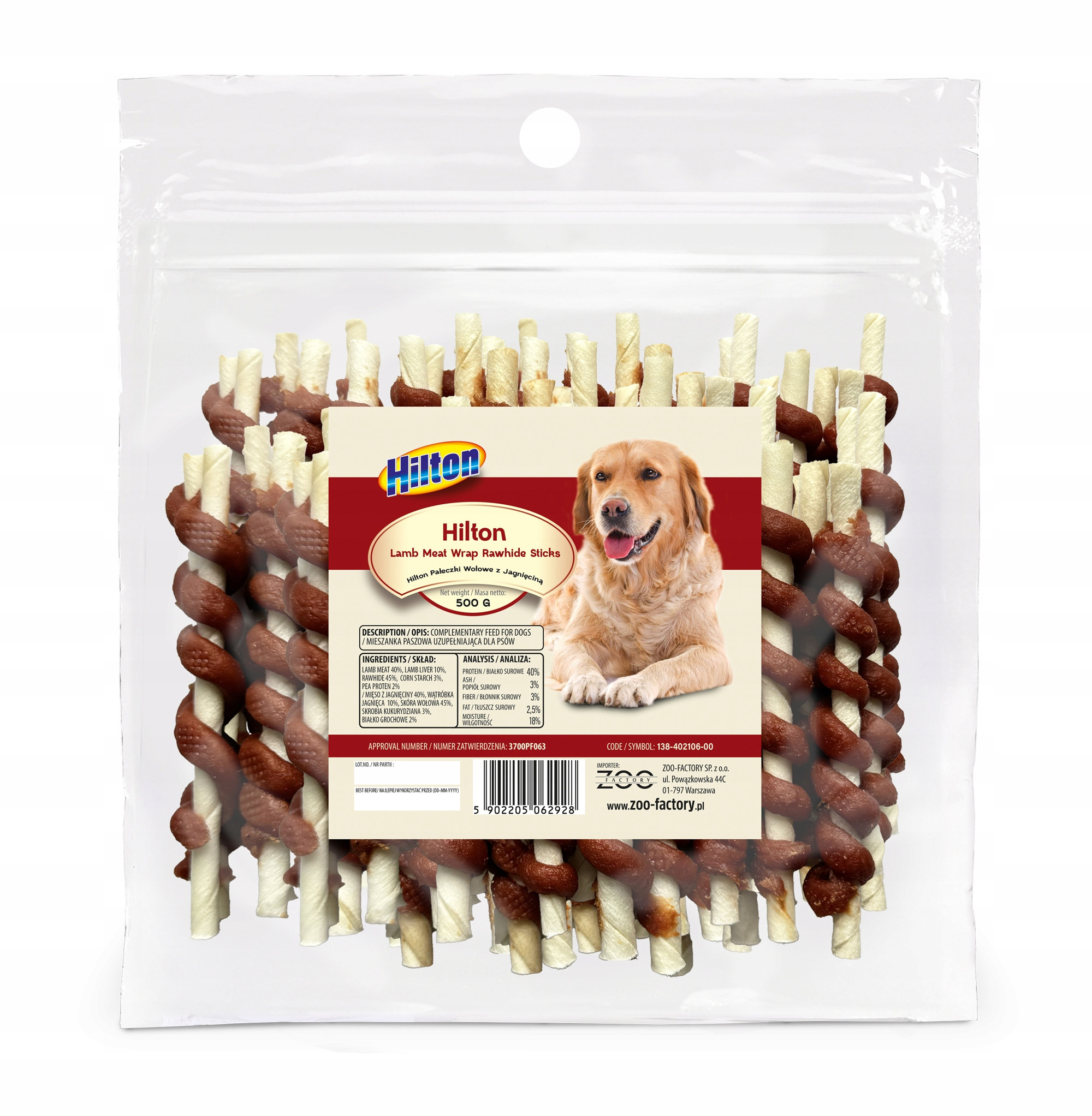 HILTON Rind- und Lammstäbchen – Delikatesse für Hunde – 500 g - foto 1