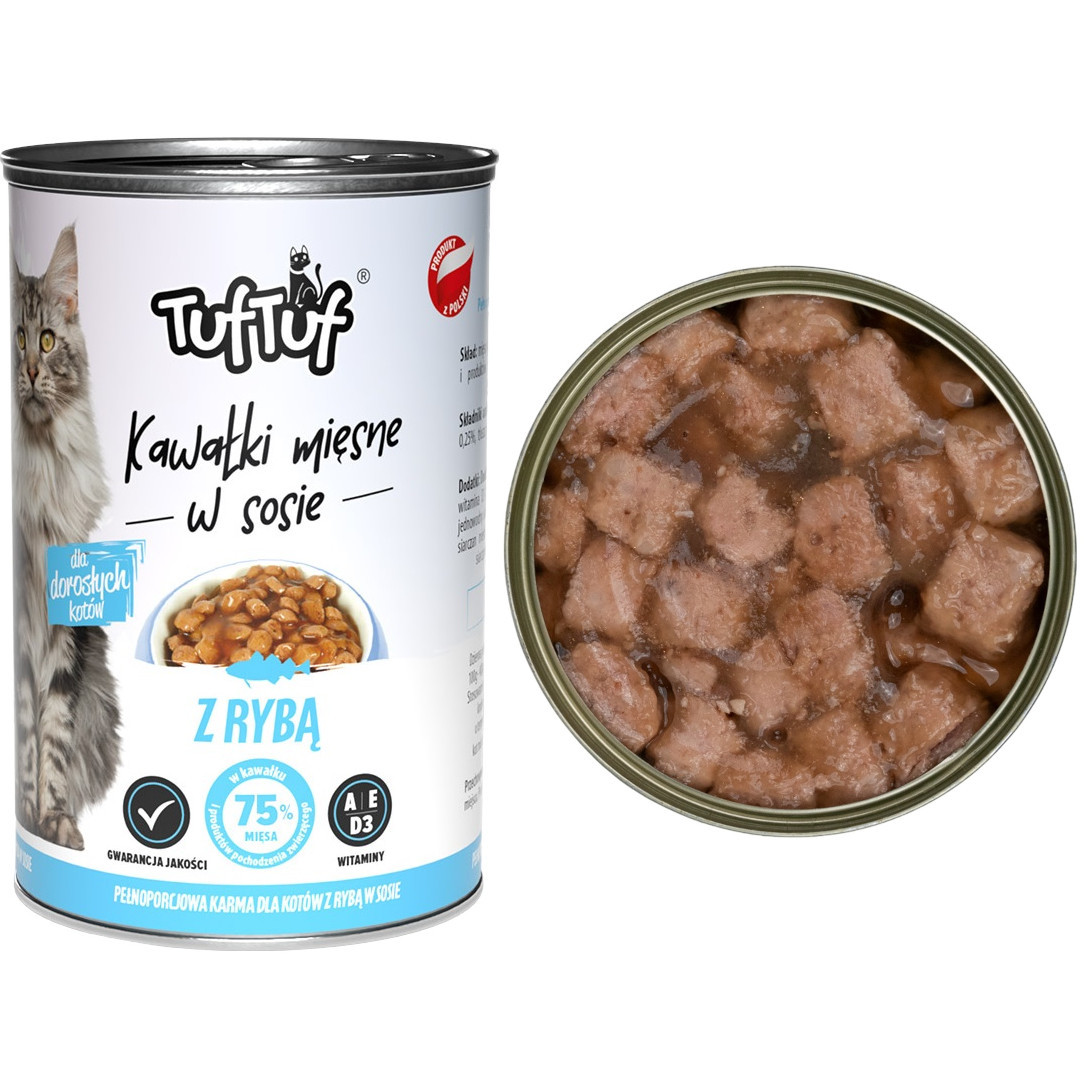 Tuf Tuf Fleischstücke MIX-Geschmacksrichtungen - Nassfutter für Katzen - 12x415g - foto 1