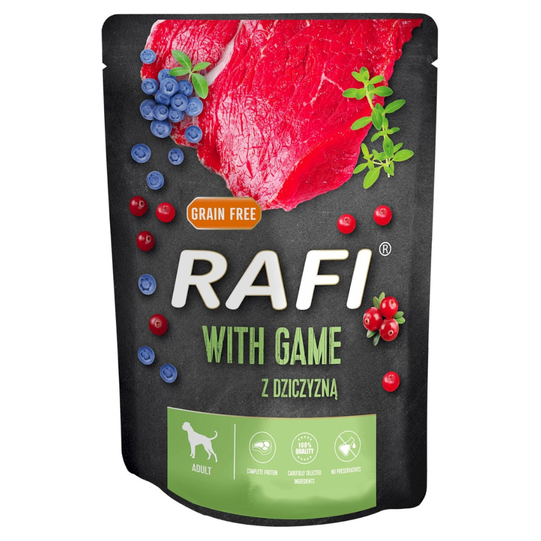 DOLINA NOTECI RAFI Nasses Hundefutter Wildfleisch, Heidelbeere, Preiselbeere 300 g - foto 1