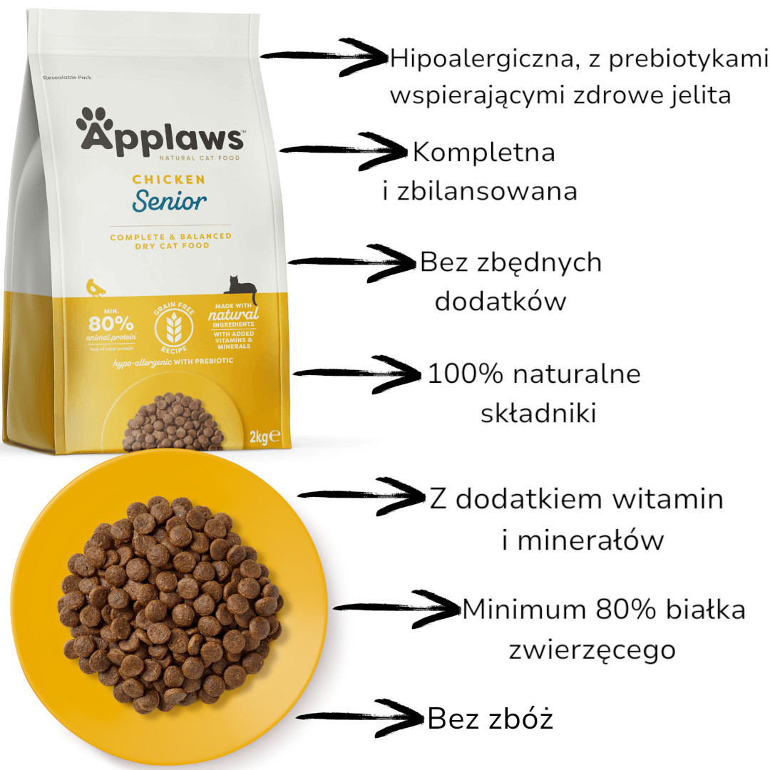 APPLAWS Senior Chicken - trockenfutter für Katzen - 2kg - foto 1