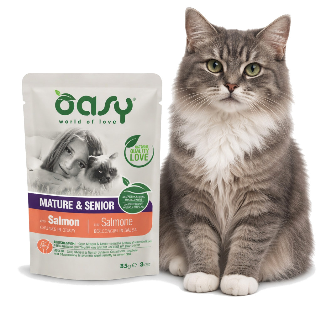 OASY Chunks in gravy Mature & Senior with Salmon - nassfutter für Katzen - 85g - foto 2