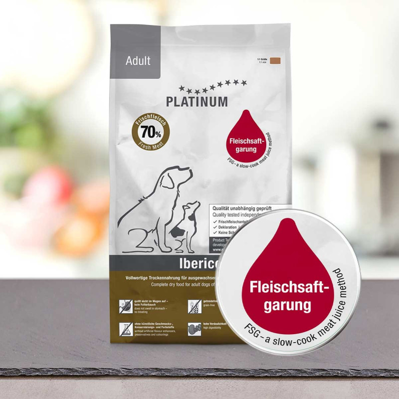 PLATINUM Adult Iberico – halbfeuchtes Hundefutter – 3x5 kg (15 kg) + PLATINUM Xmas-Bits Iberico 6x150 g Leckerli GRATIS - foto 2