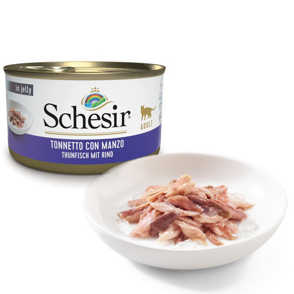 SCHESIR Tuna with beef in jelly - nassfutter für Katzen - 85g - foto 1