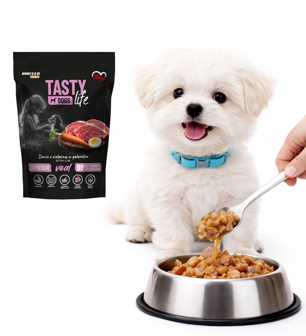 BIOFEED Tasty Dogs Life Junior Veal - Nassfutter für Hunde - 150g - foto 4