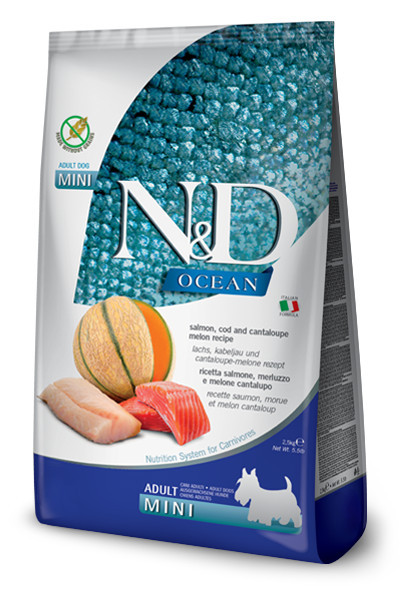 FARMINA N&D Ocean Dog Salmon, Cod, Cantaloupe, Melon Adult Mini - Trockenfutter für Hunde - 2.5 kg - foto 2