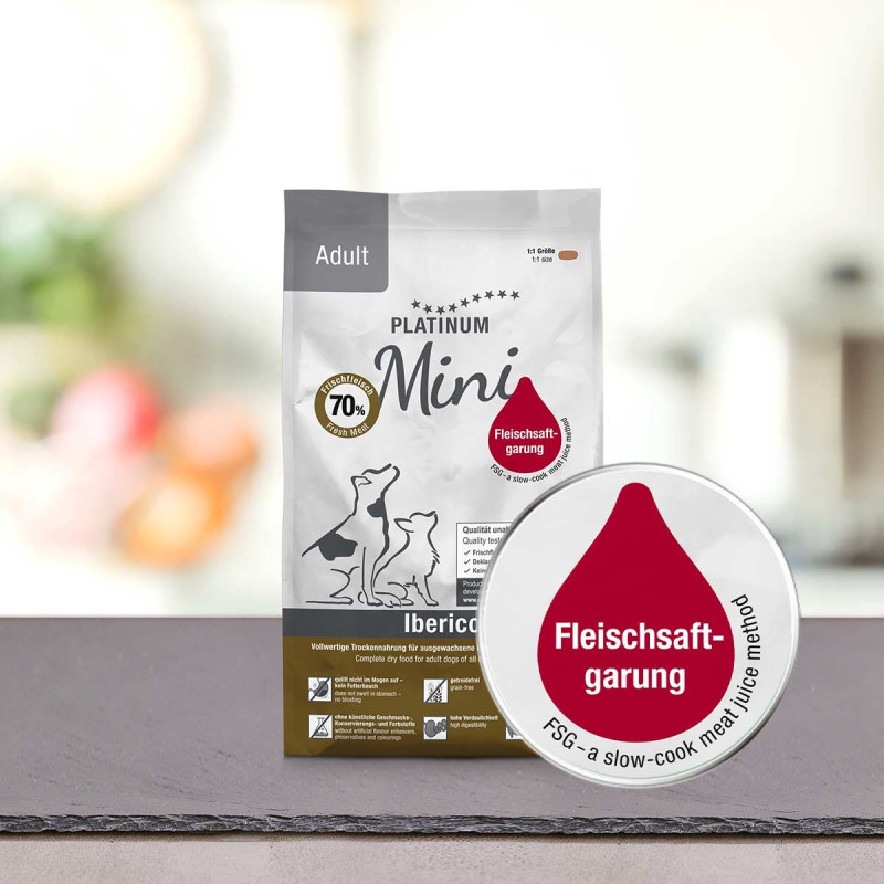 PLATINUM Adult Iberico Mini – halbfeuchtes Hundefutter – 900 g + PLATINUM Xmas-Bits Iberico 150 g Leckerli GRATIS - foto 2