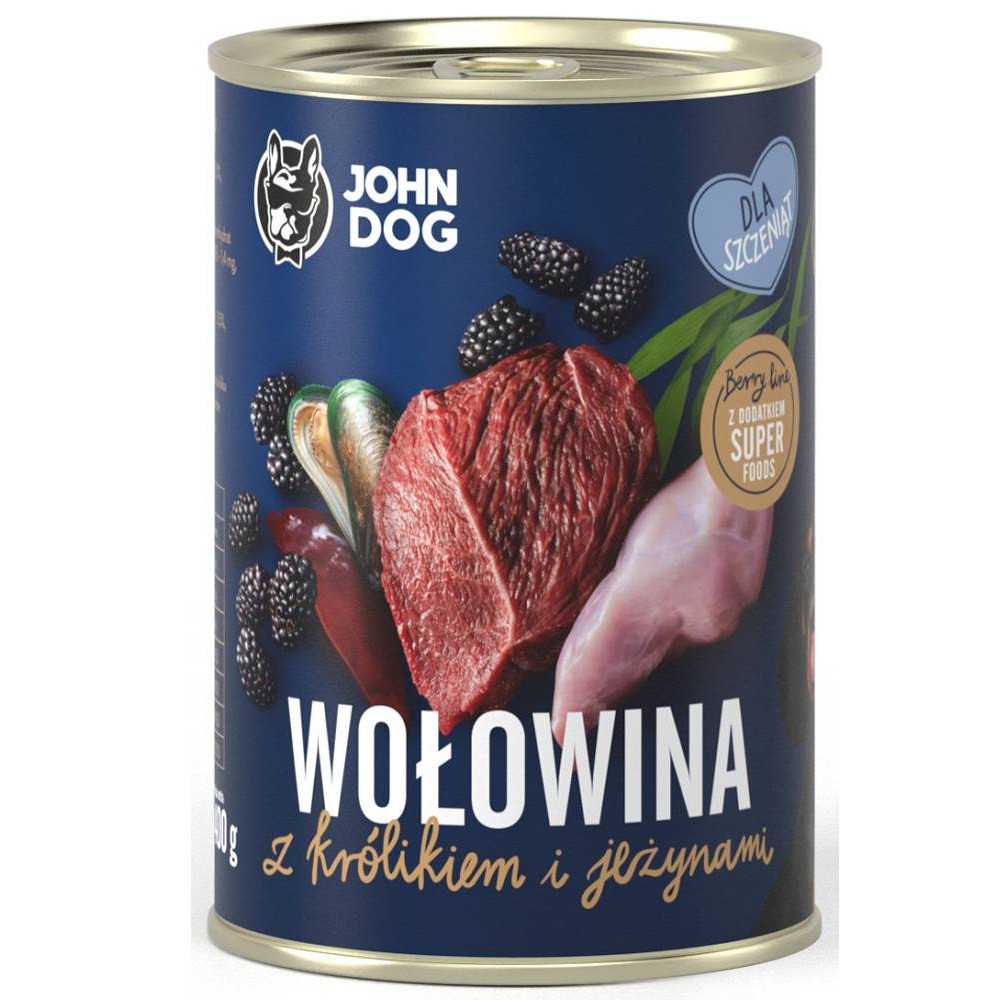 JOHN DOG Berry Line Puppy Beef with rabbit and blackberries - Nassfutter für Hunde - 400g - foto 2