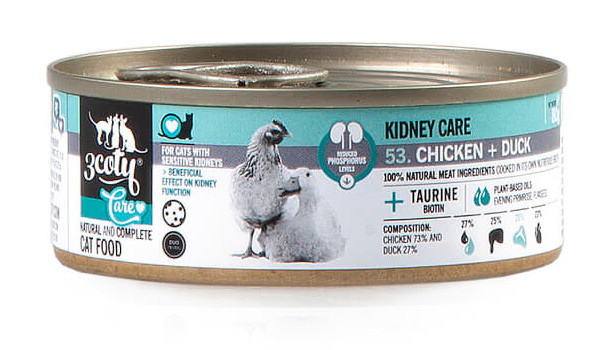 3COTY Chicken with duck Kidney care - nassfutter für Katzen - 24x80g - foto 9