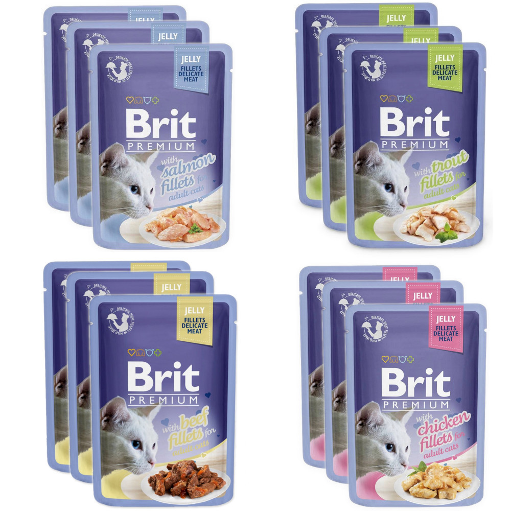 BRIT Premium Family Plate Filets in Gelee Mix aus Geschmacksrichtungen - Nassfutter für Katzen - 12x85g - foto 2