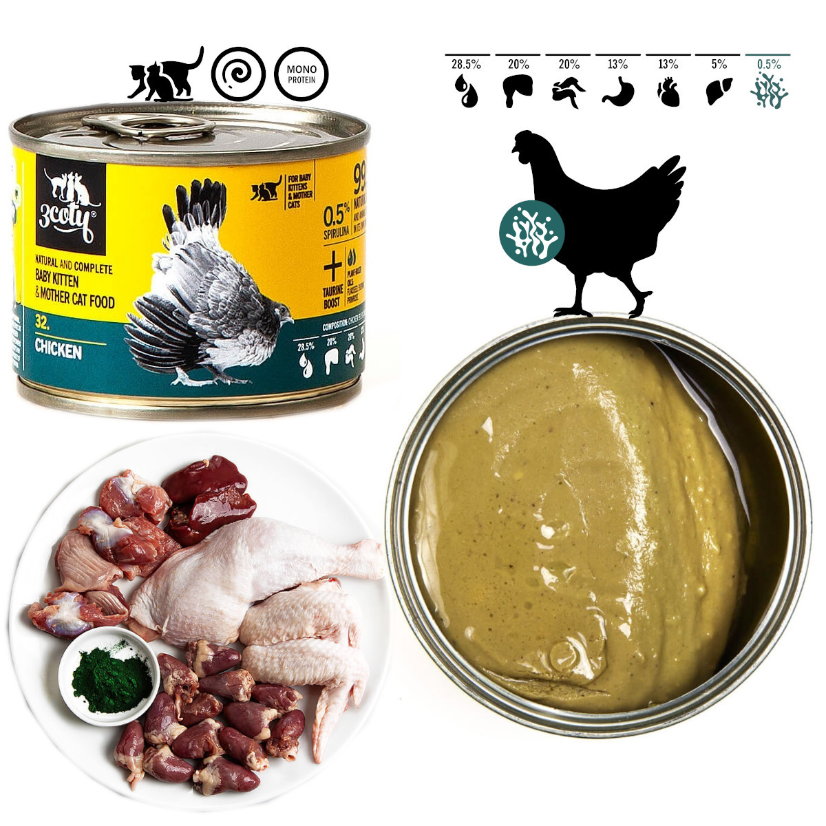 3COTY 32. Chicken Baby&Mother - nassfutter für Katzen - 180g - foto 2