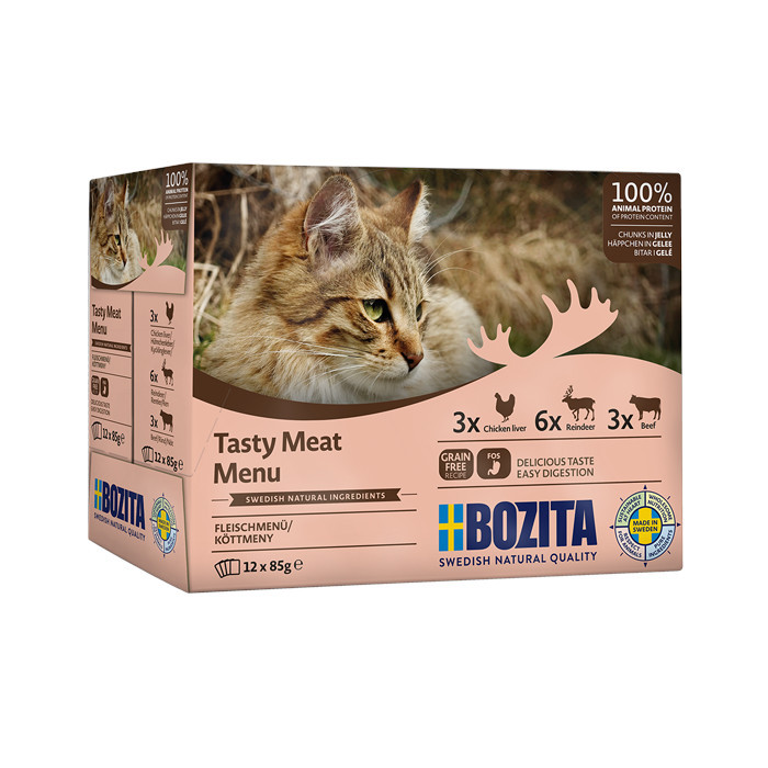 BOZITA Tasty meat menu Multibox Geschmacks-Mix in Gelee - Nassfutter für Katzen - 12 x 85g - foto 4