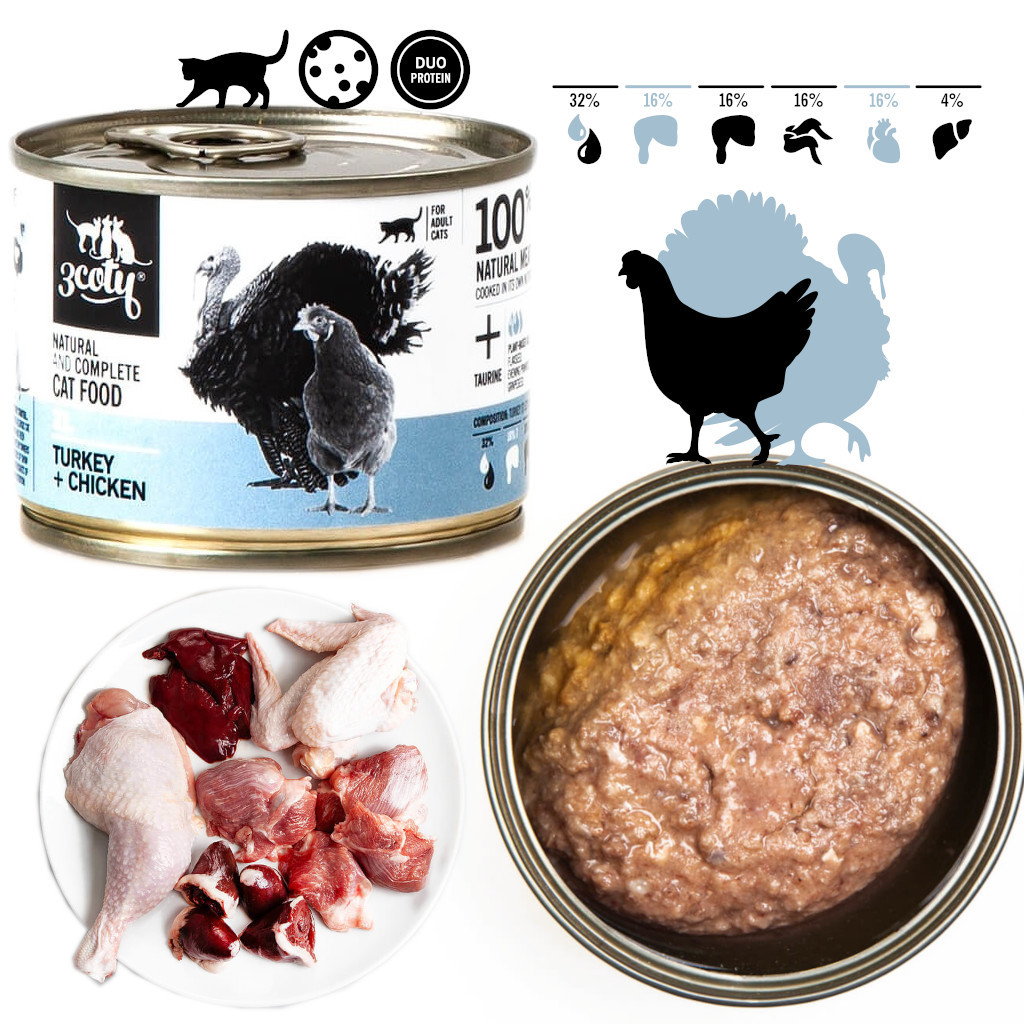 3COTY 21. Turkey and chicken - nassfutter für Katzen - 6x180g - foto 2