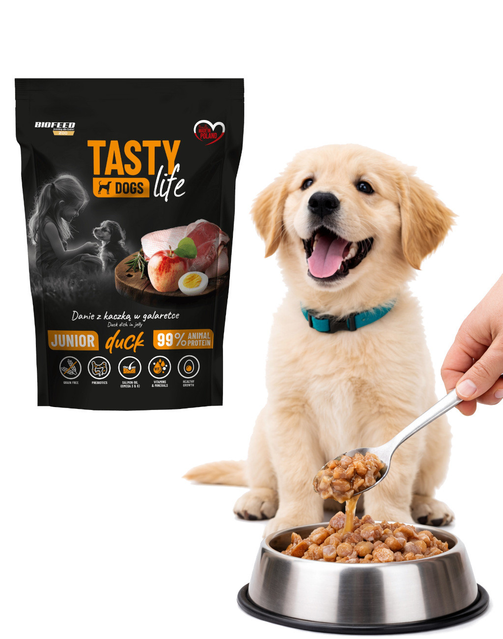BIOFEED Tasty Dogs Life Junior Duck - Nassfutter für Hunde - 150g - foto 4