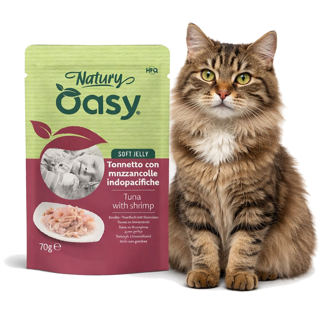 OASY Natury Soft Jelly Tuna with shrimp - nassfutter für Katzen - 70g - foto 2
