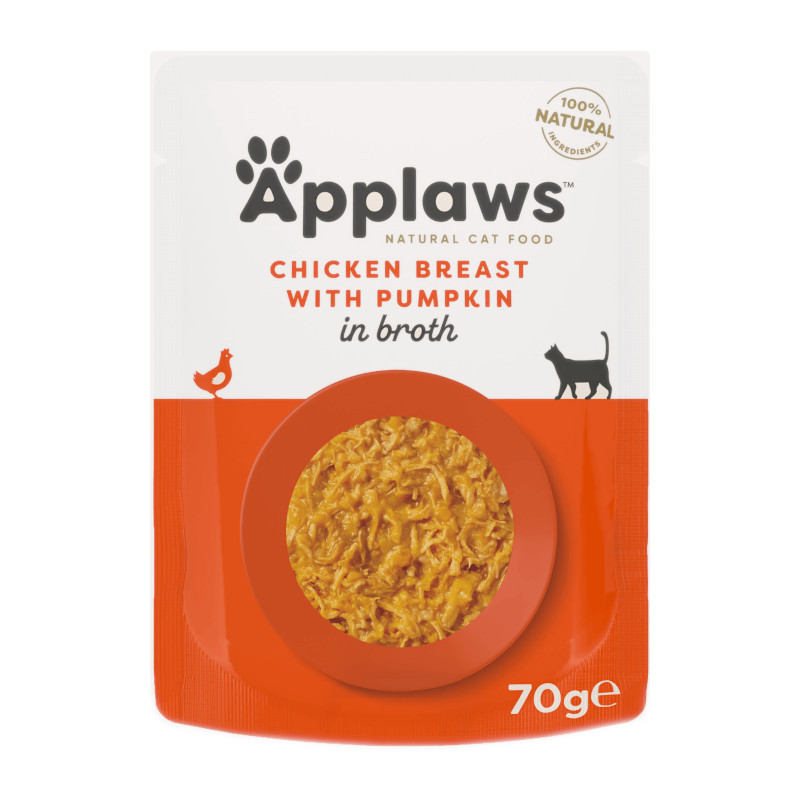APPLAWS Chicken breast with pumpkin in broth - nassfutter für Katzen - 70g - foto 2