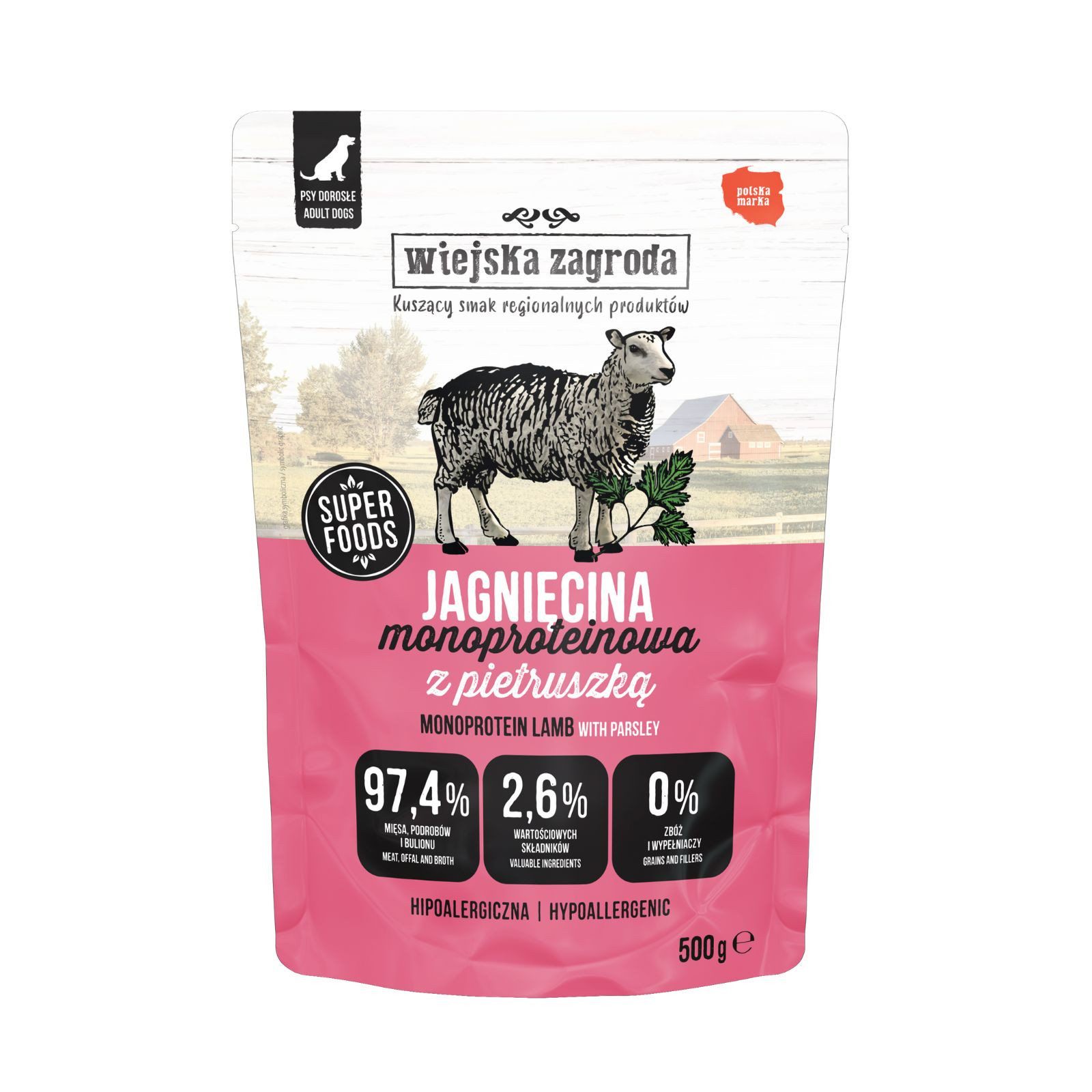 WIEJSKA ZAGRODA Monoprotein Lamb - Nassfutter für Hunde - 500g - foto 1