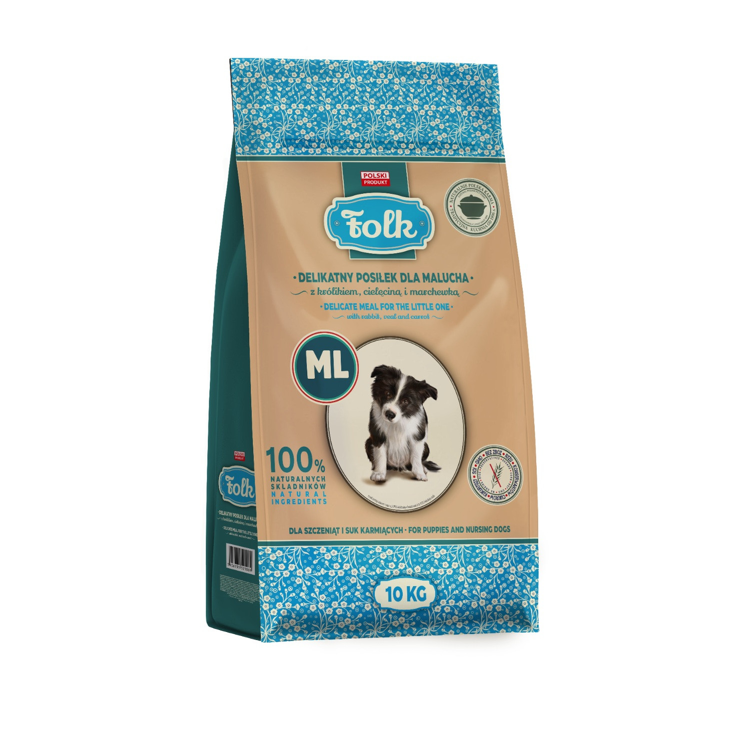 FOLK Junior Medium and large breeds Gentle meal for puppy with rabbit, veal and carrot - trockenfutter für Hunde - 10kg - foto 1