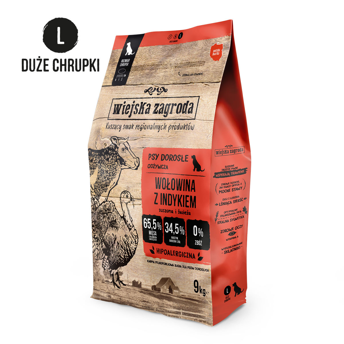 COUNTRY FARM Rind mit Truthahn L – Trockenfutter für Hunde – 9kg - foto 1