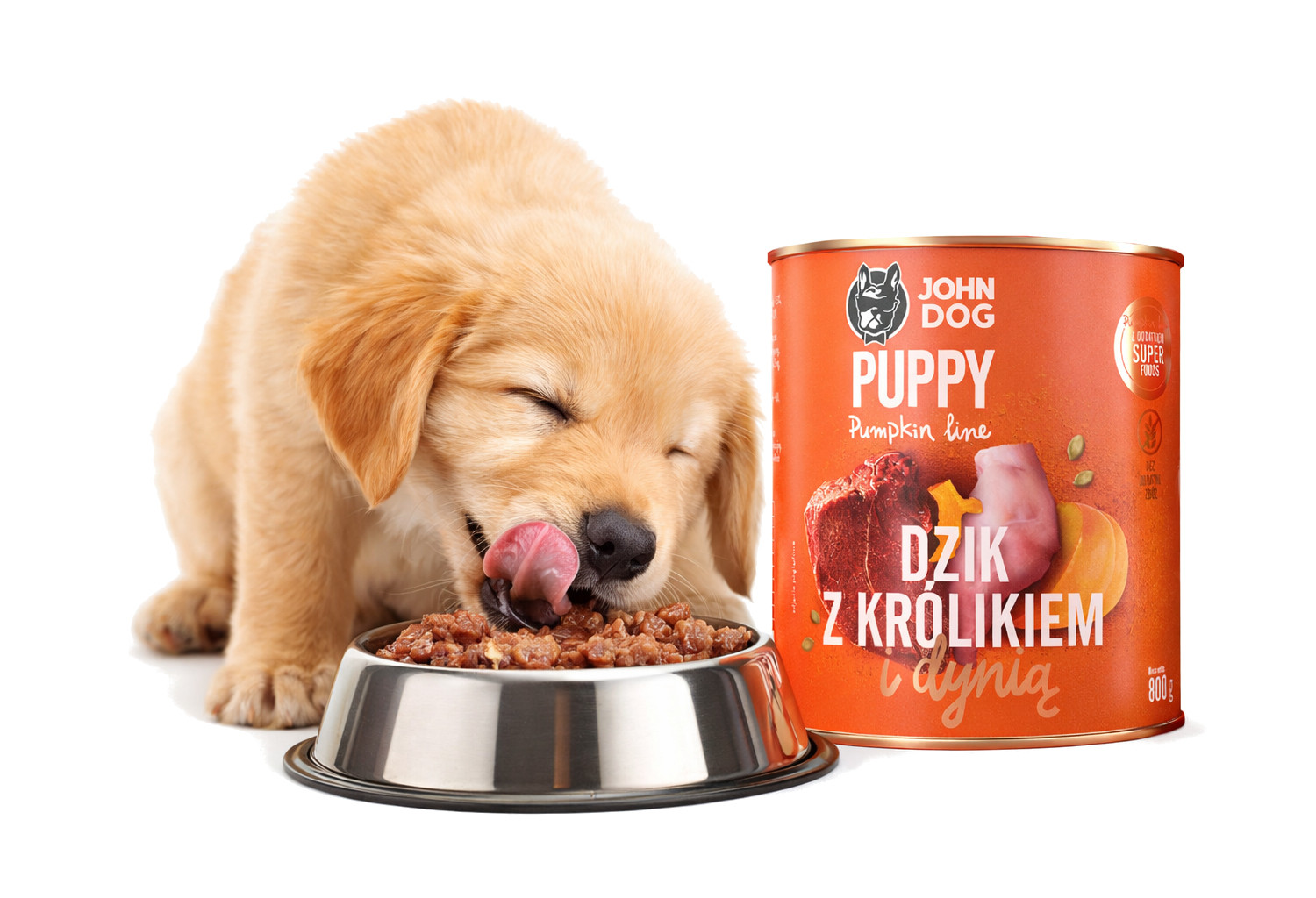 JOHN DOG Pumpkin Puppy Wild boar with rabbit and pumpkin - Nassfutter für Hunde - 800g - foto 3
