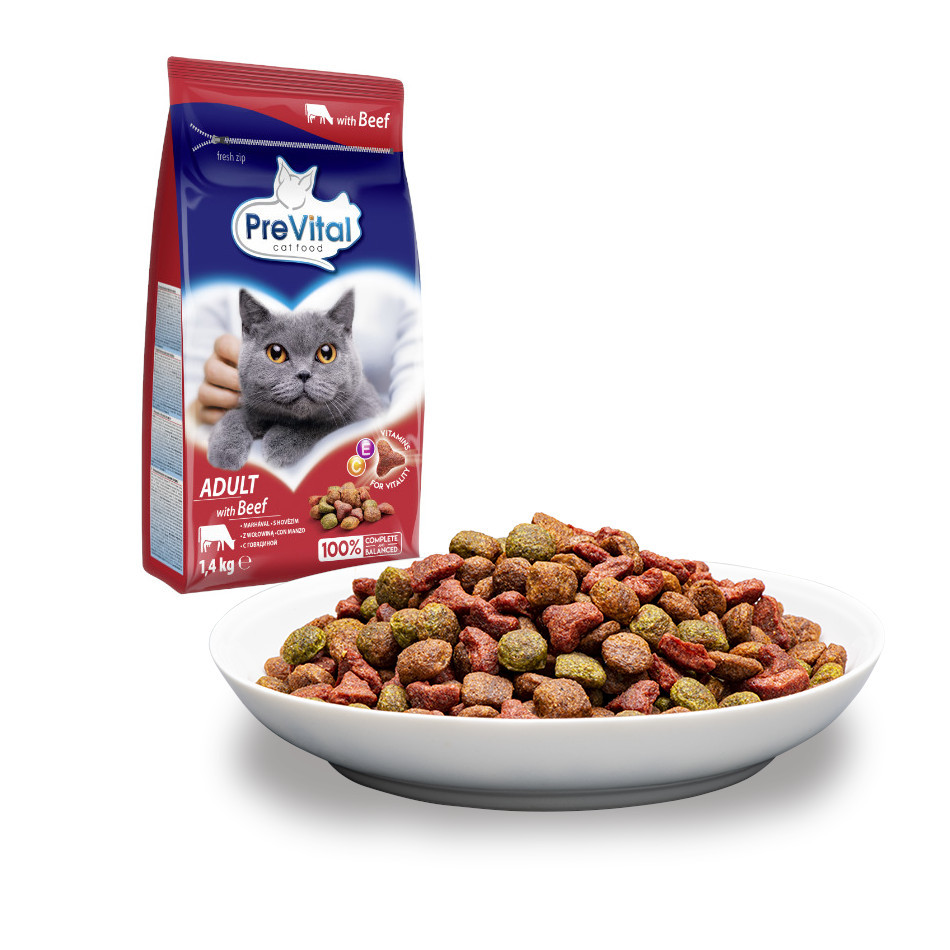 PREVITAL Cat Food Adult mit Rind - Trockenfutter für Katzen - 1,4 kg - foto 1