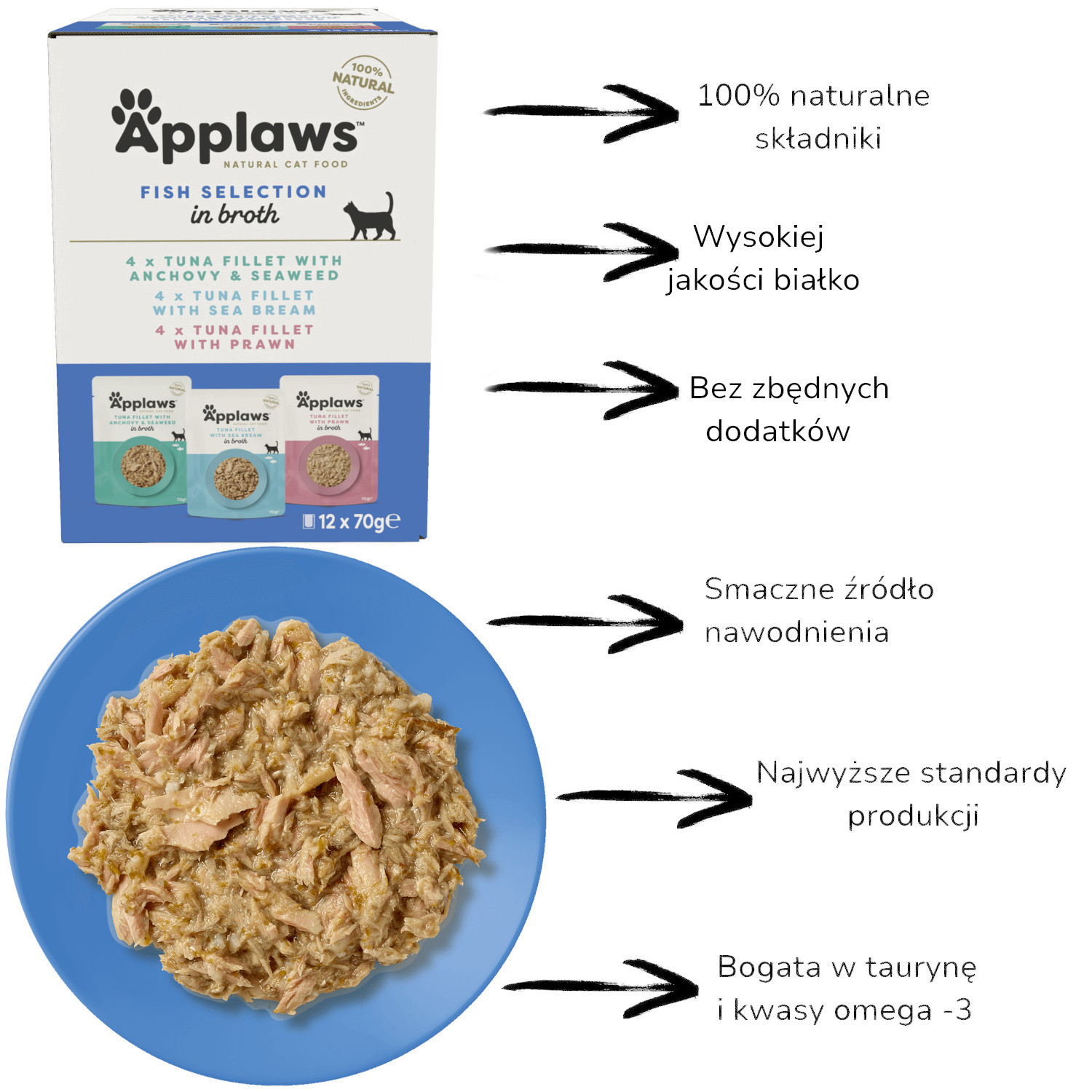 APPLAWS Fish selection multipack in broth - nassfutter für Katzen - 12x70g - foto 1