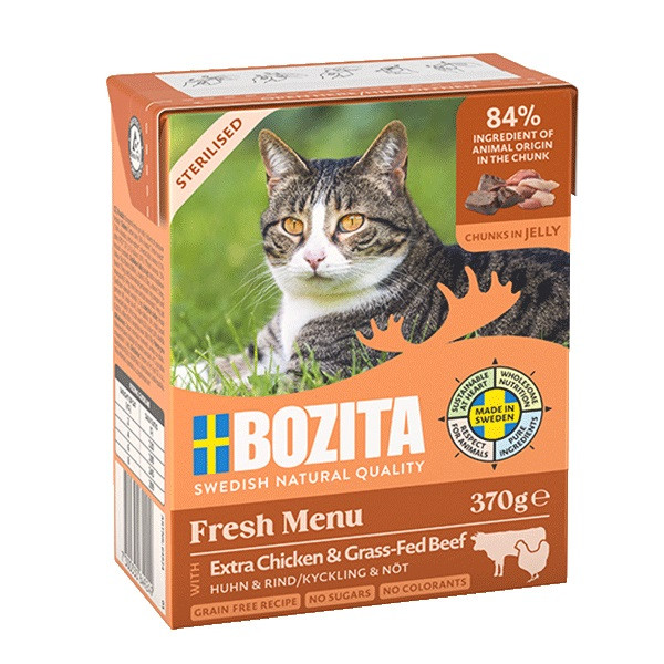 BOZITA Fresh Menu Sterilised Extra Chicken with beef - nassfutter für Katzen - 370g - foto 1