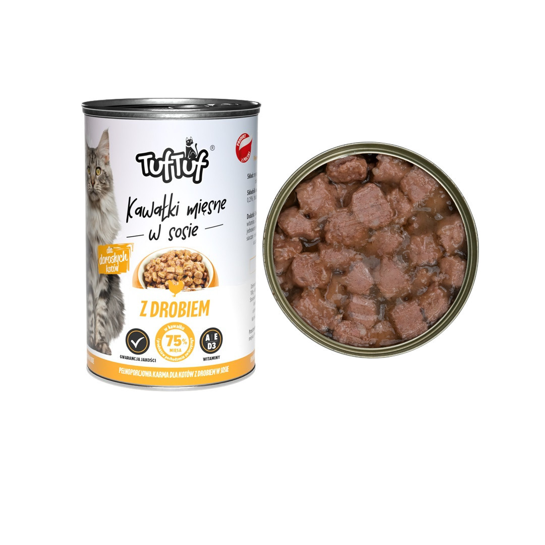 Tuf Tuf Fleischstücke MIX-Geschmacksrichtungen - Nassfutter für Katzen - 12x415g - foto 4