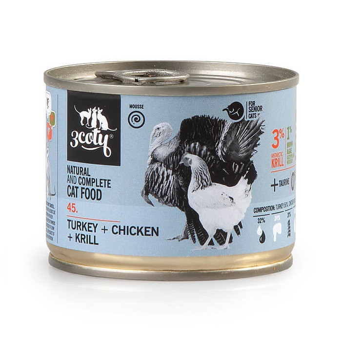 3COTY Turkey, chicken and krill Senior - nassfutter für Katzen - 180g - foto 6