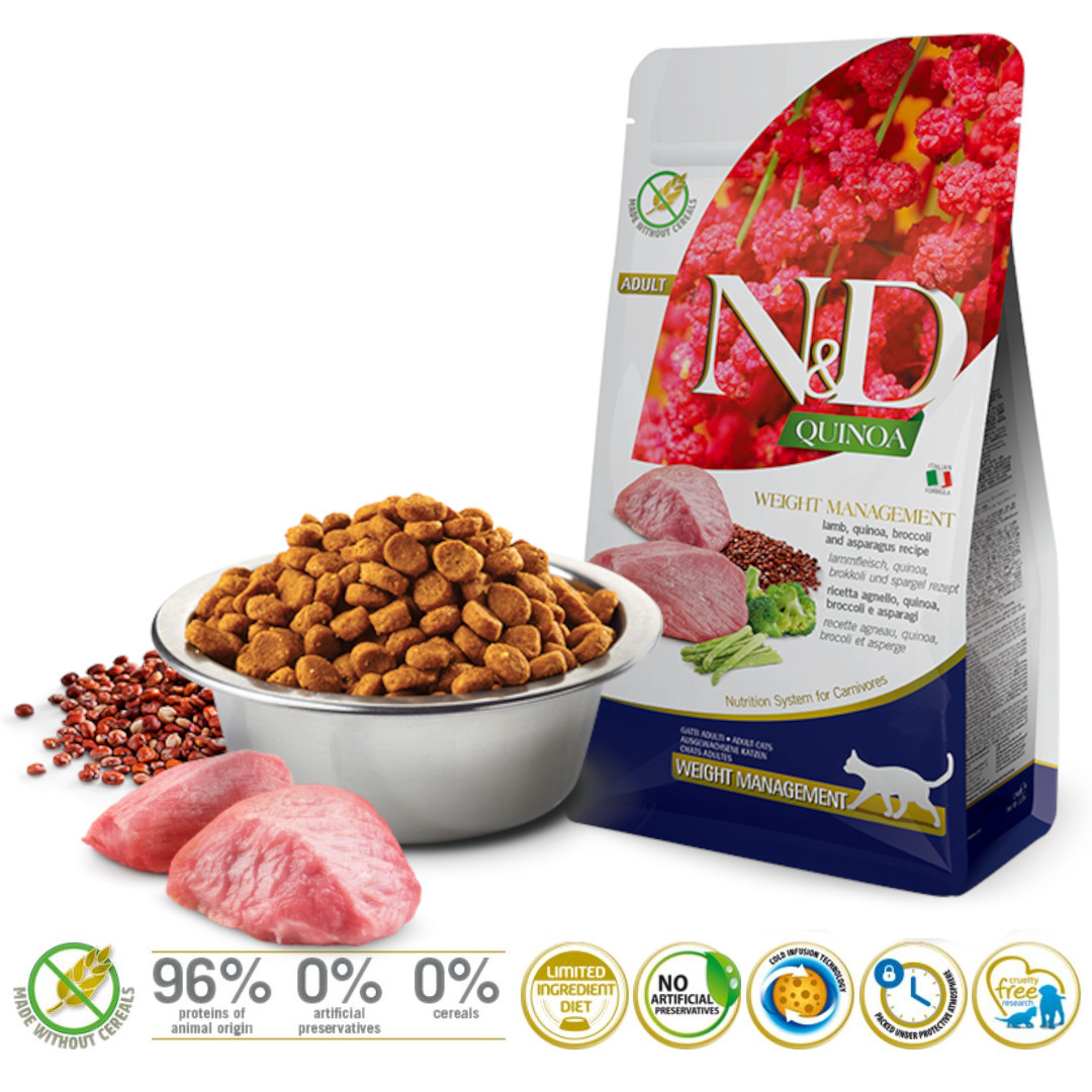 FARMINA N&D Quinoa Weight Management Lamb&Broccoli - Trockenfutter für Katzen - 5 kg - foto 1