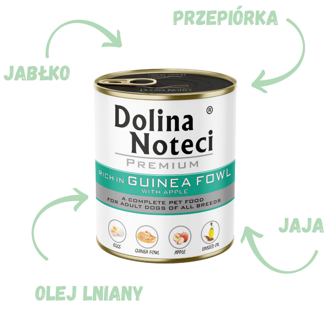 DOLINA NOTECI Premium reich an Perlhuhn mit Apfel – Nassfutter für Hunde – 800g - foto 2