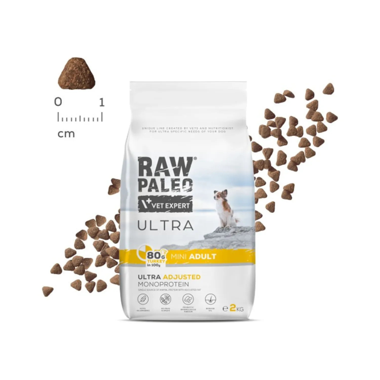RAW PALEO Ultra Mini Adult Truthahn – Trockenfutter für Hunde – 2 kg - foto 1