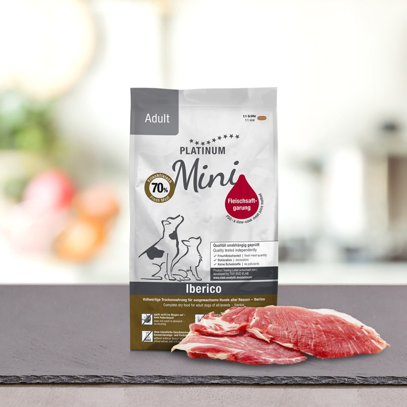 PLATINUM Adult Iberico Mini – halbfeuchtes Hundefutter – 900 g + PLATINUM Xmas-Bits Iberico 150 g Leckerli GRATIS - foto 1
